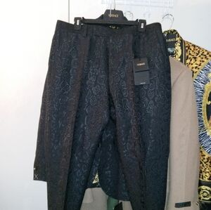 Versac Leopard Jacquard Formal Men's Black Pants